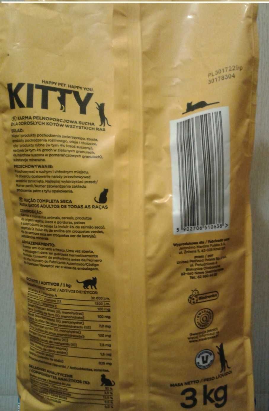 KITTY Karma sucha dla kotów z RYBĄ i WARZYWAMI 3 kg