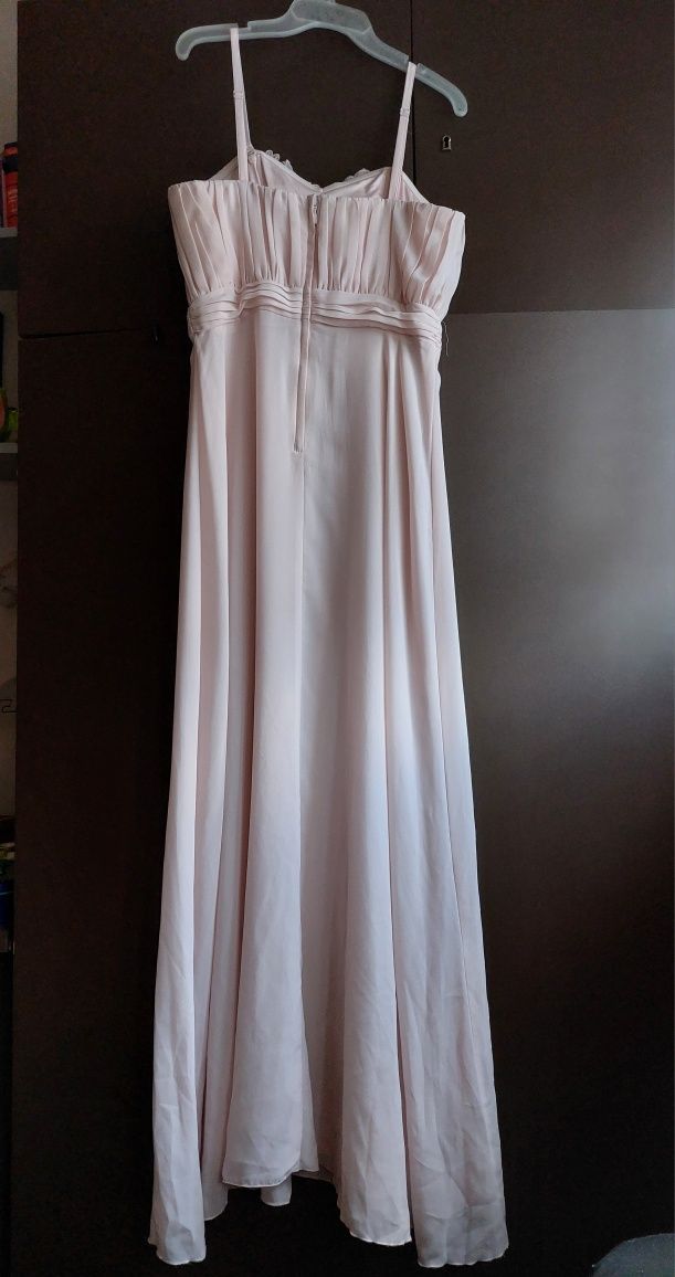 Piękna długa sukienka w odcieniu pudrowego różu H&M r. 36