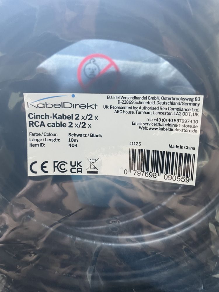 Vendo cabo interligação RCA stereo KabelDirekt de 10 m