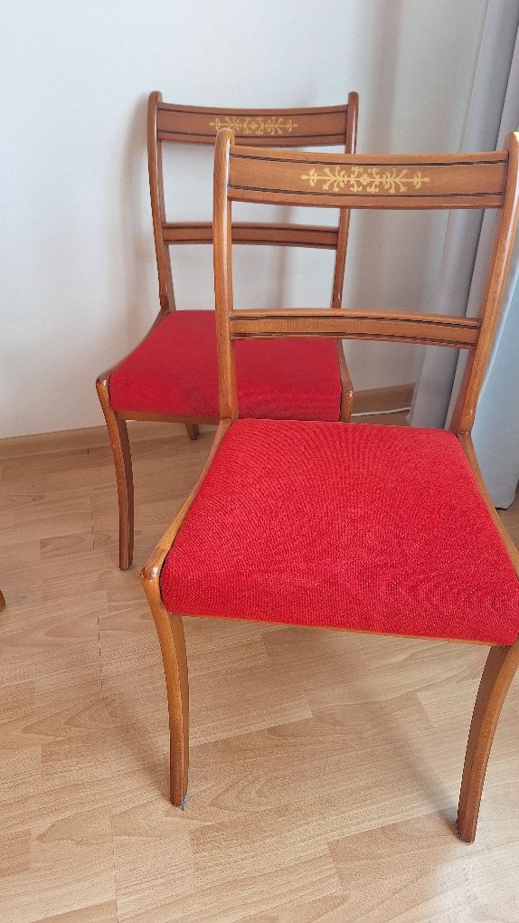 Komplet drewniany okrągły stół + 6 krzeseł