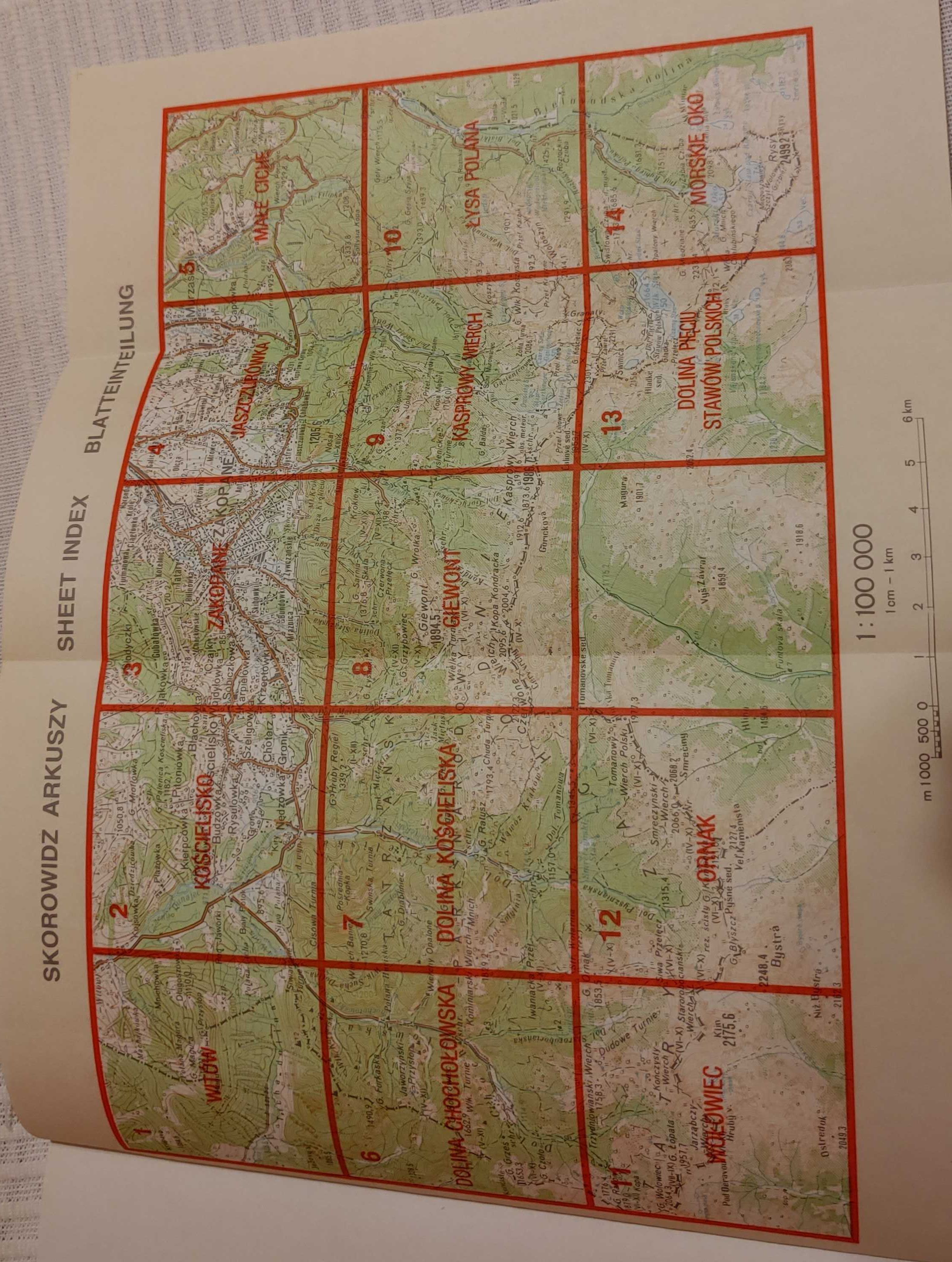 Tatry Polskie mapa topograficzna wojskowa 1:10 000