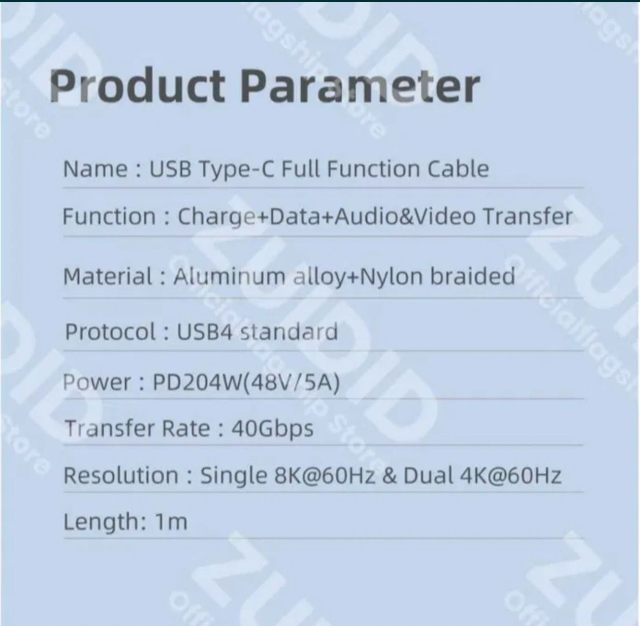 Кабель USB4.0 40 Гбит/с Туpe C к C PD3.1 240 BT