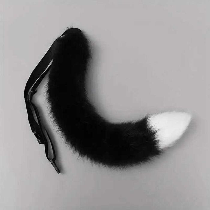 Przebranie lisa ogon pluszowa maska łapki na karnawał czarne