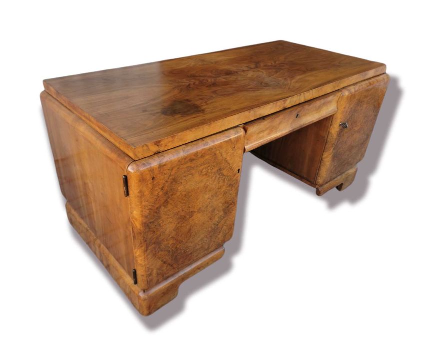 Komplet gabinetowy Art Deco z 1930 roku. Biurko i biblioteka.