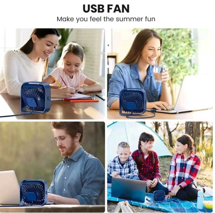 USB вентилятор Topk, настільний 5Вт, 3 режими,потужний безшумний, міні