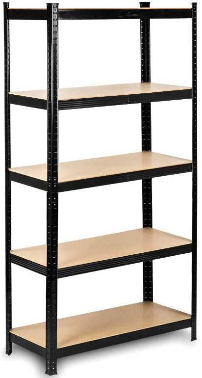 Regał magazynowy czarny do piwnicy garażu spiżarni metalowy 180x90