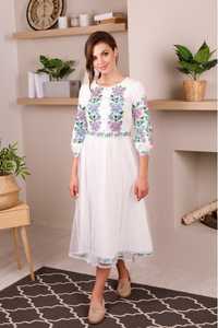 Платье для росписи, выпускное, свадебное нарядное божена (белая) р.s