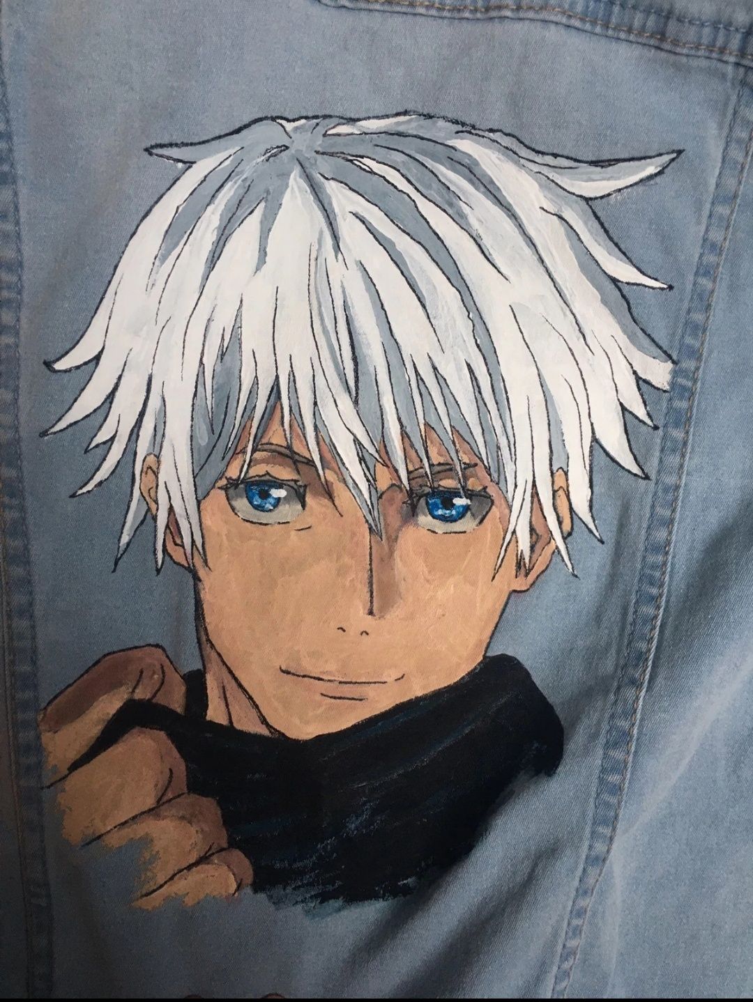 Gojo satoru jujutsu kaisen kurtka jeansowa custom anime