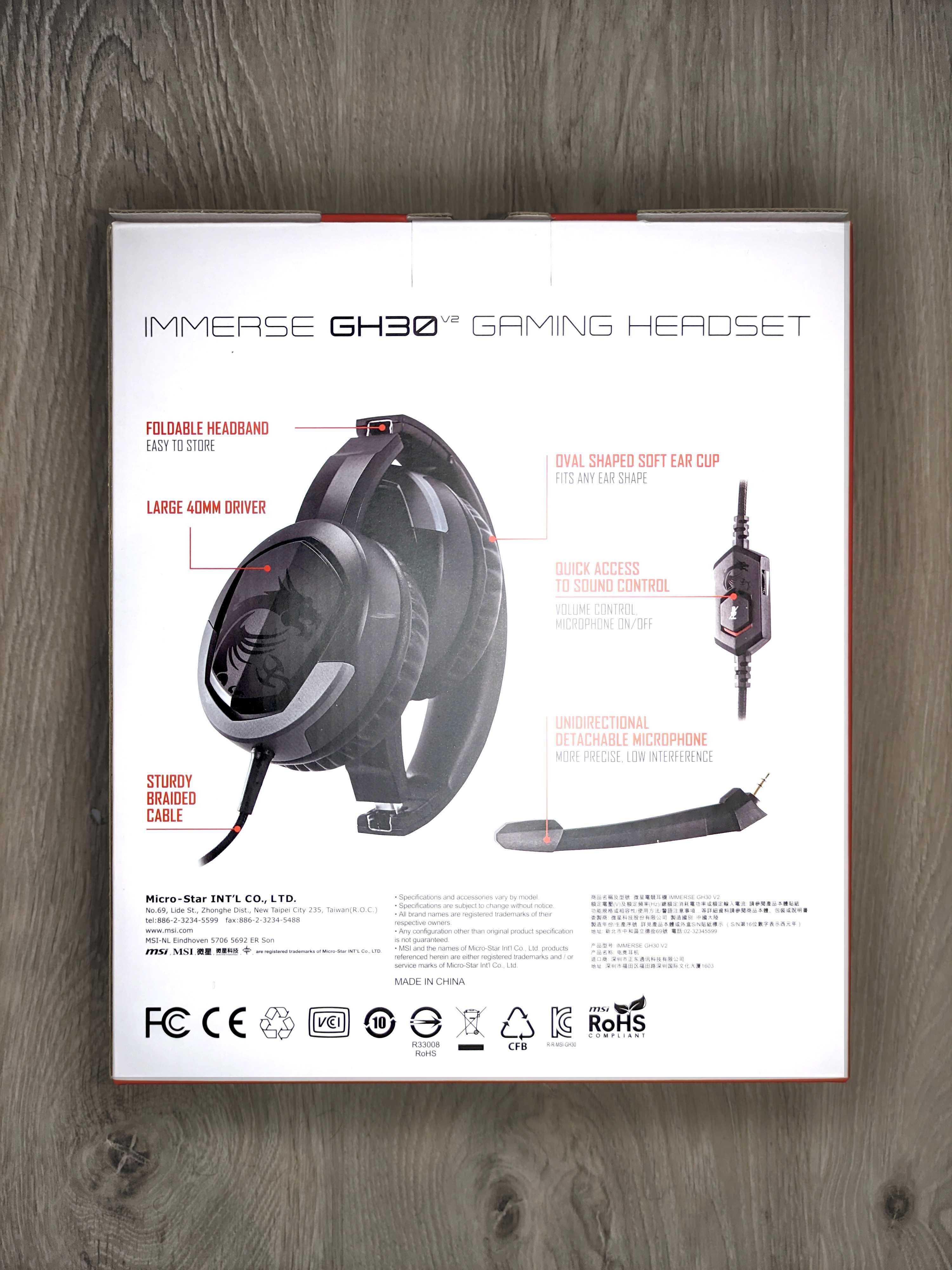 NOWE Słuchawki Gamingowe MSI IMMERSE GH30 V2 | Odczepiany Mikrofon