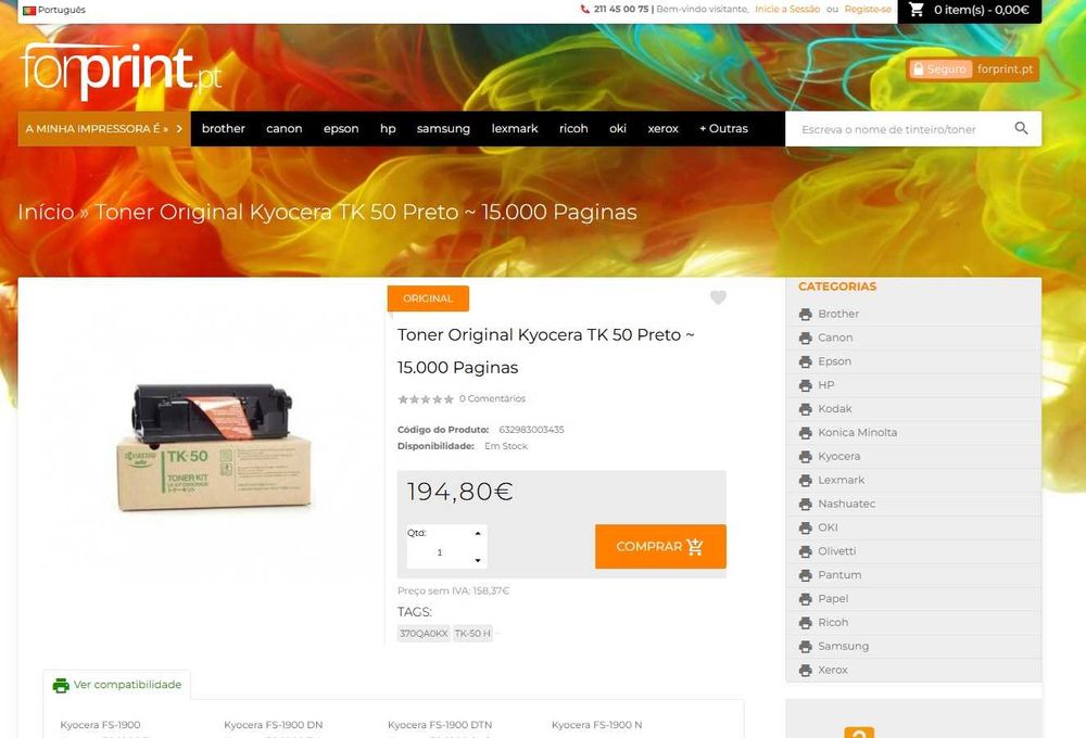 Toner Original Kyocera TK 50 Preto (228)