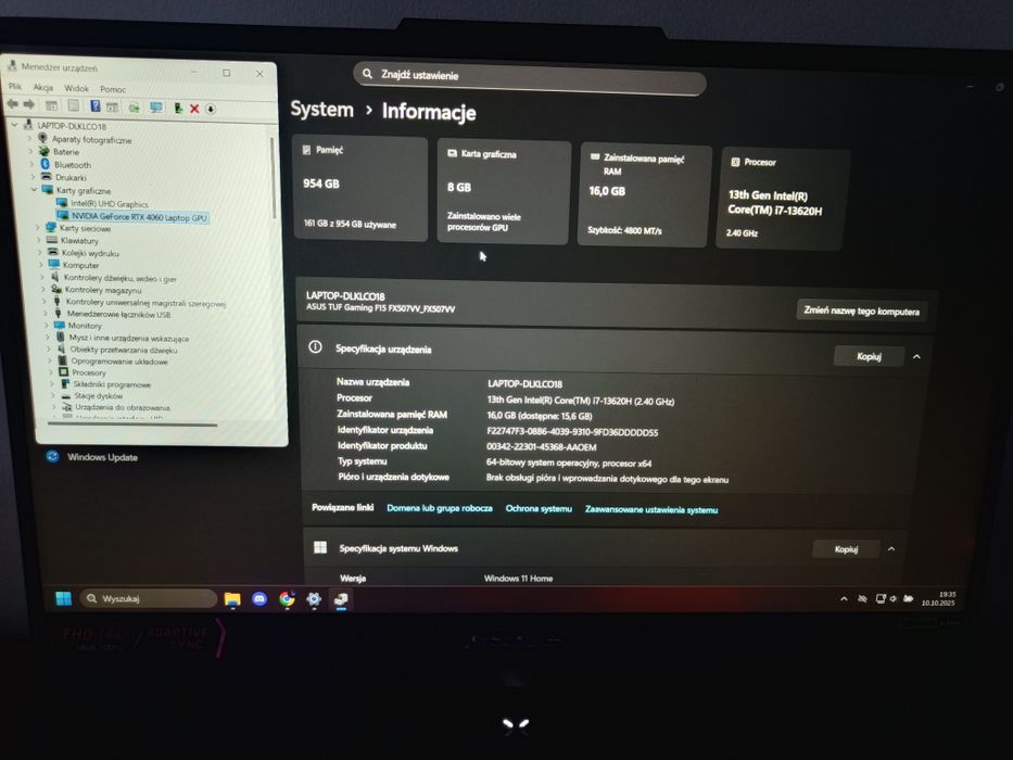 ASUS TUF Gaming F15 i7-13620H/16GB/1TB/Win11 RTX4060