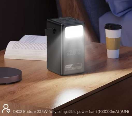 Повербанк большой емкости 100000mAh 22.5W Hoco DB03 Endure с фонариком