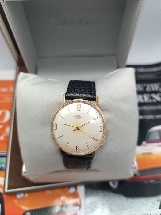 Zegarek  męski worldtime elektra  glasihite pozłacany unikat