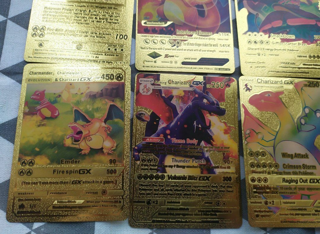 15 шт. Карточки Pokémon Charizard золотые. Золоті картки