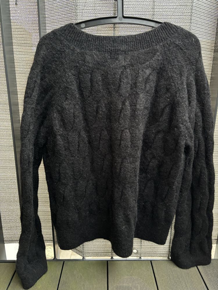 Czarny sweter wełna i moher H&M XS