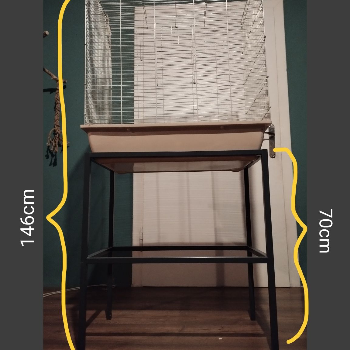 Klatka/woliera dla papugi wraz ze stojakiem. Nimfy, faliste