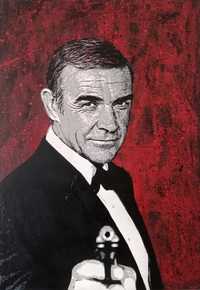 Sean Connery James Bond pintura original em tela