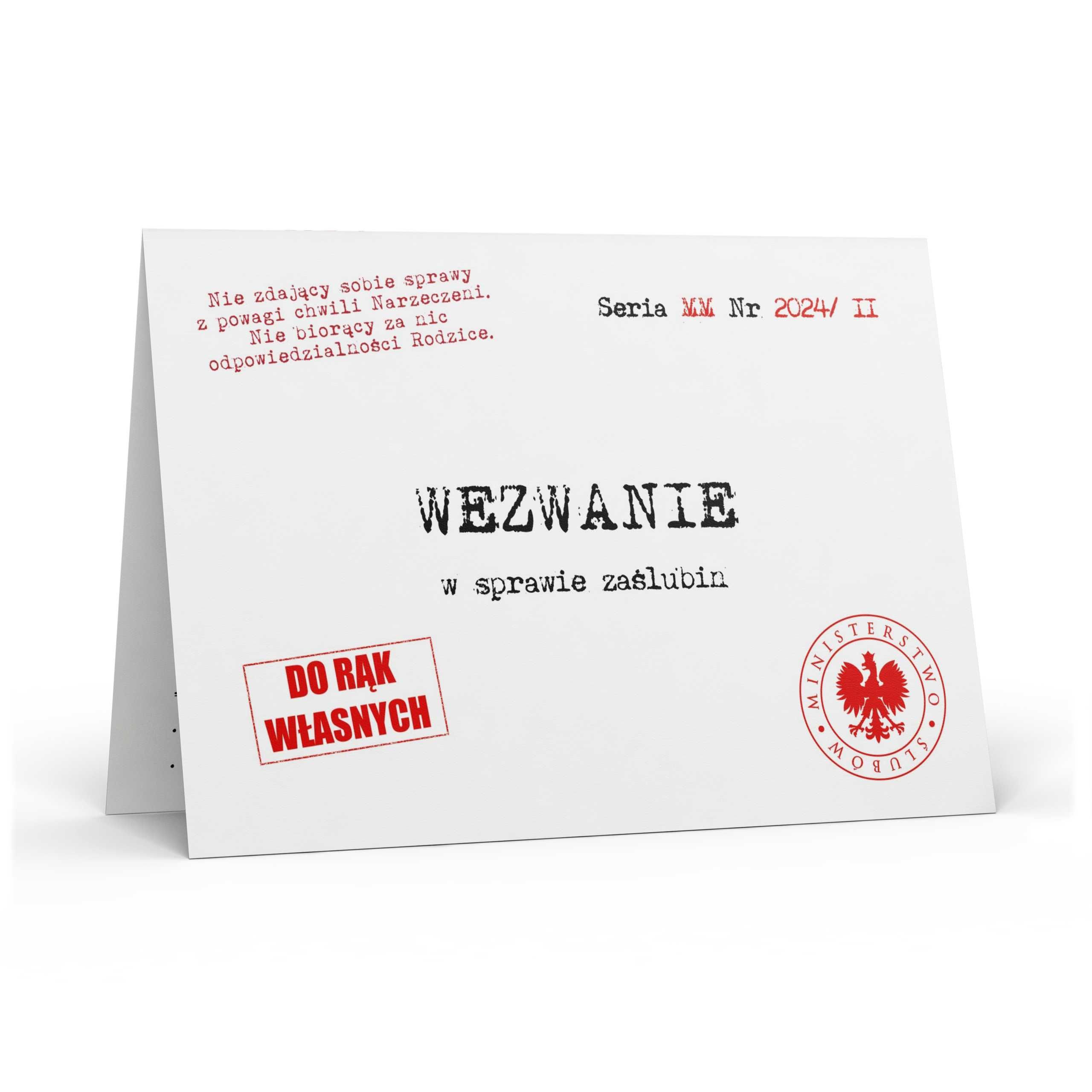 Zaproszenia Ślubne WEZWANIE na ślub gotowe akta zawiadomienie enikma
