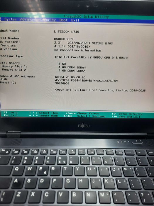 Dotykowy Fujitsu Lifebook U749 FHD i7-8665U 8GB 256GB NVME Windows 11