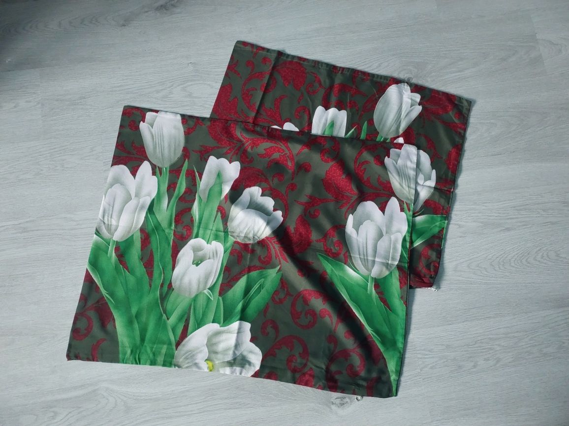 Poszewki na poduszki tulipany kwiaty nadruk wzór 2 sztuki