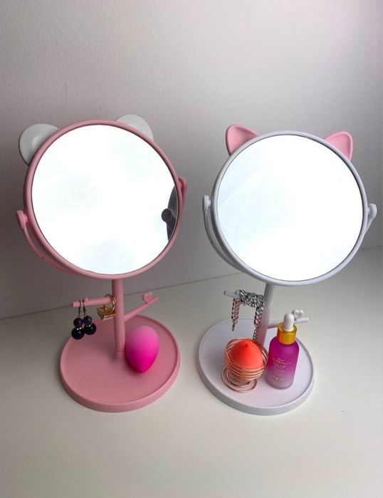 Lusterko do makijażu białe z kocimi uszami