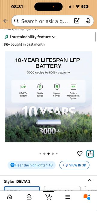 EcoFlow DELTA 2 - Зарядна станція 1024Wh LiFePO4, 1800W, USA, 110в.