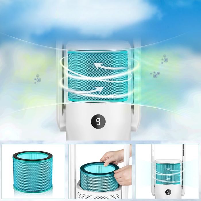 ULTTY Wentylator z Funkcją Oczyszczania Powietrza 3 Tryby Biały 80 cm