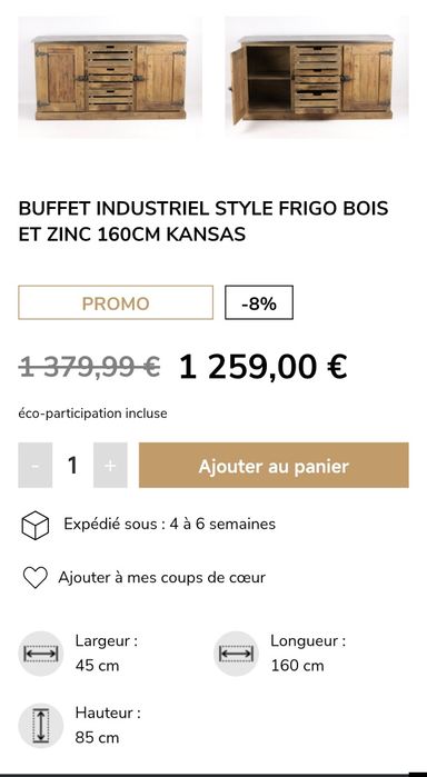 Komoda vintage metalowy blat