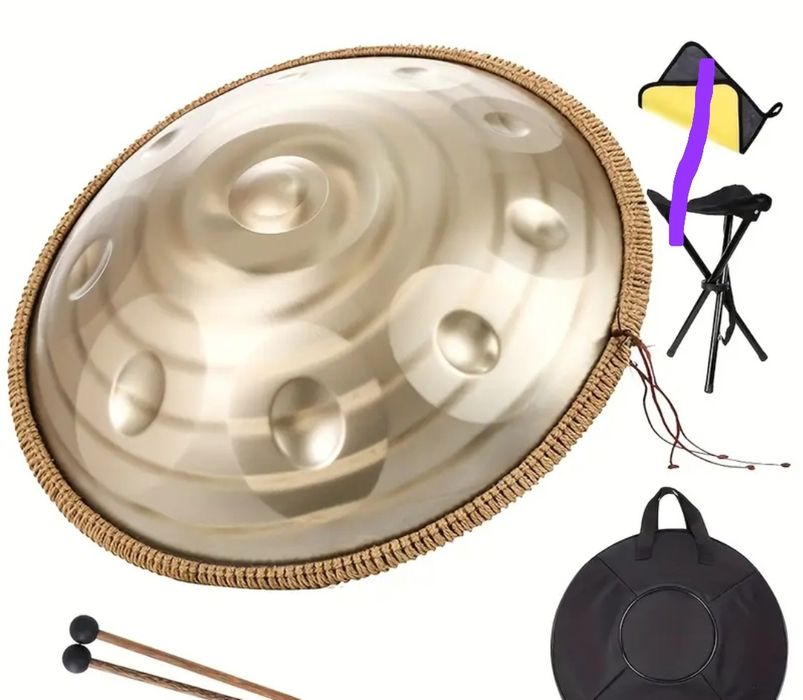 Хендпан 55 см 10 нот Kurd D мінор — золотий спіральний ханг