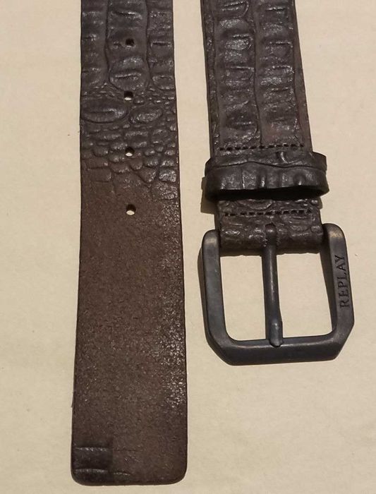 Мужской кожаный ремень "Replay". Италия. Оригинал. Коричневый. Новый.