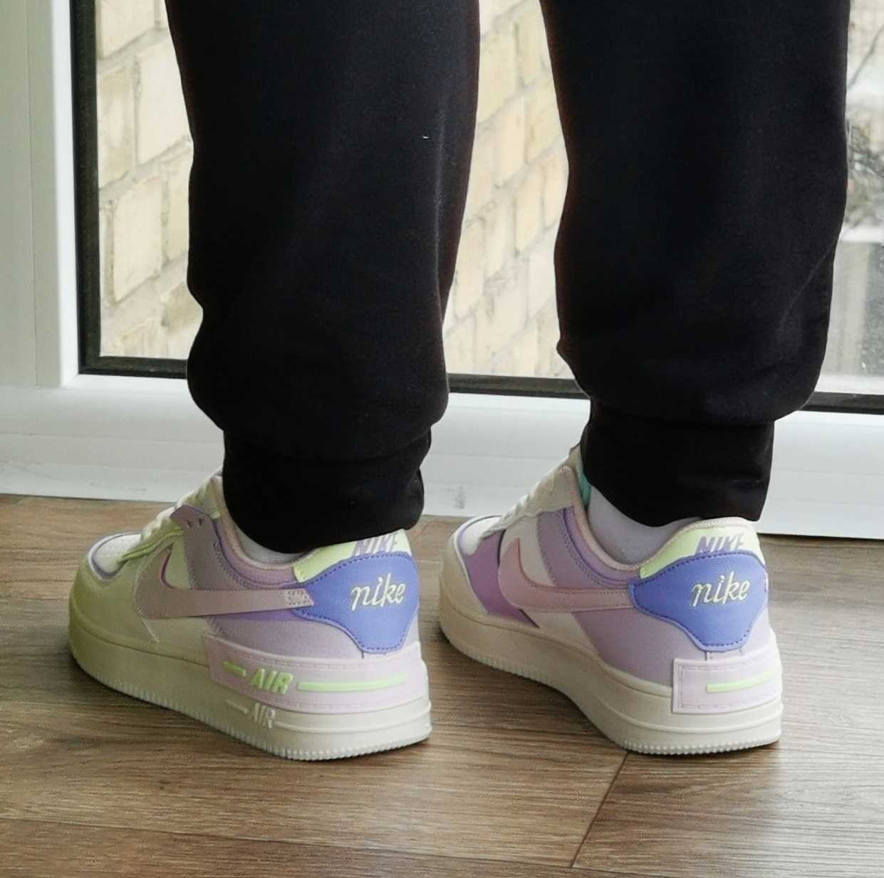 Кроссовки Nike Белые Женские Найк Форсы Shadow Разноцветные