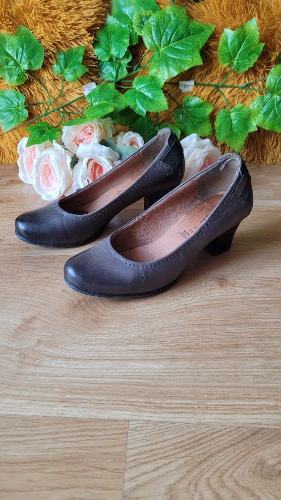 Buty na obcasie szare niski szeroki obcas słupek Medicus rozmiar 38,5