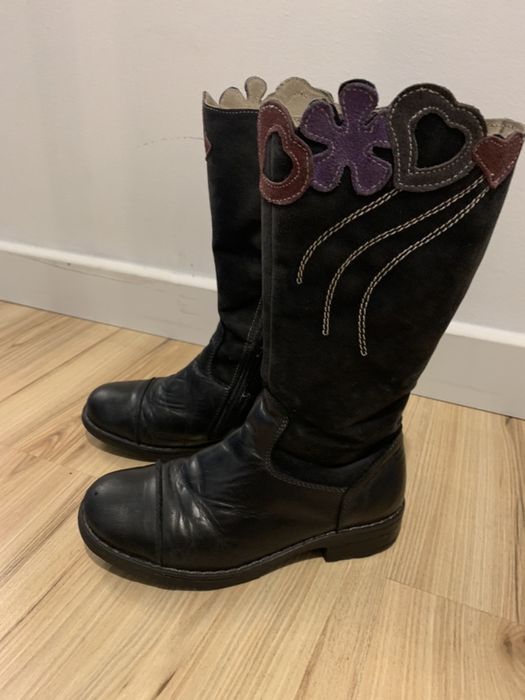 Buty kozaki dziewczęce 33 ze SMYKA na zimę z kożuszkiem