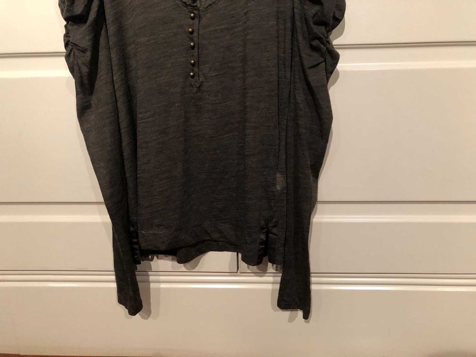 blusa castanha muito original marca IKKS em lã e seda  tamanho 42