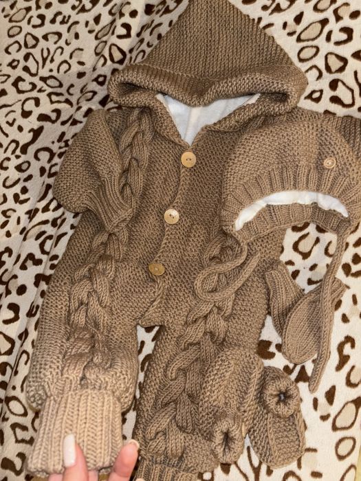 Вʼязаний комбінезон НОВИЙ ручна робота на флісі