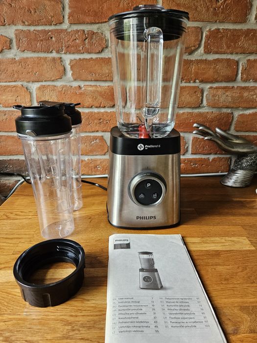 Blender kielichowy Philips HR3655 szklany 1400W +2 Bidony