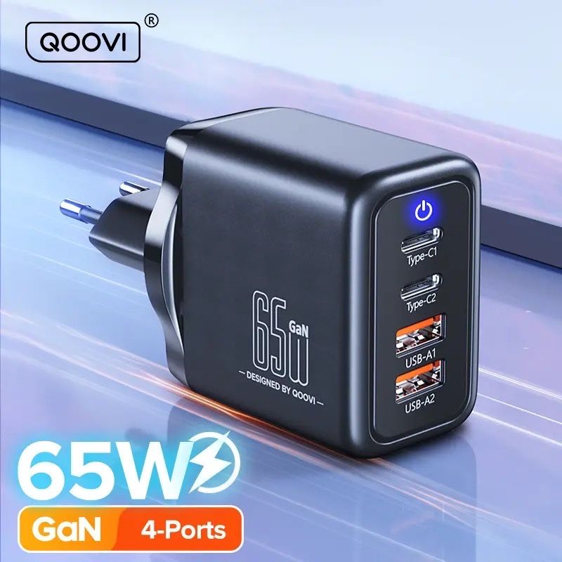 Зарядное  65w GaN на 4 порта!!! Блочок QOOVI (baseus)