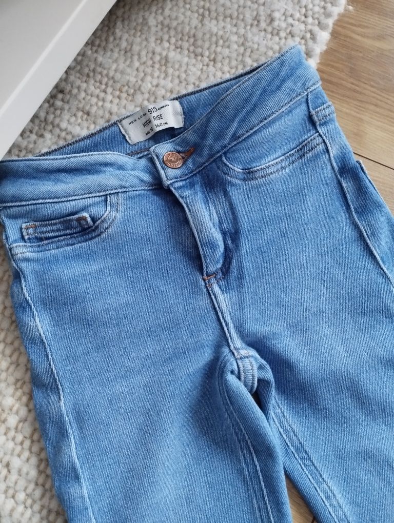 128cm 134cm spodnie jeansowe dziewczęce, wysoki stan jeansy