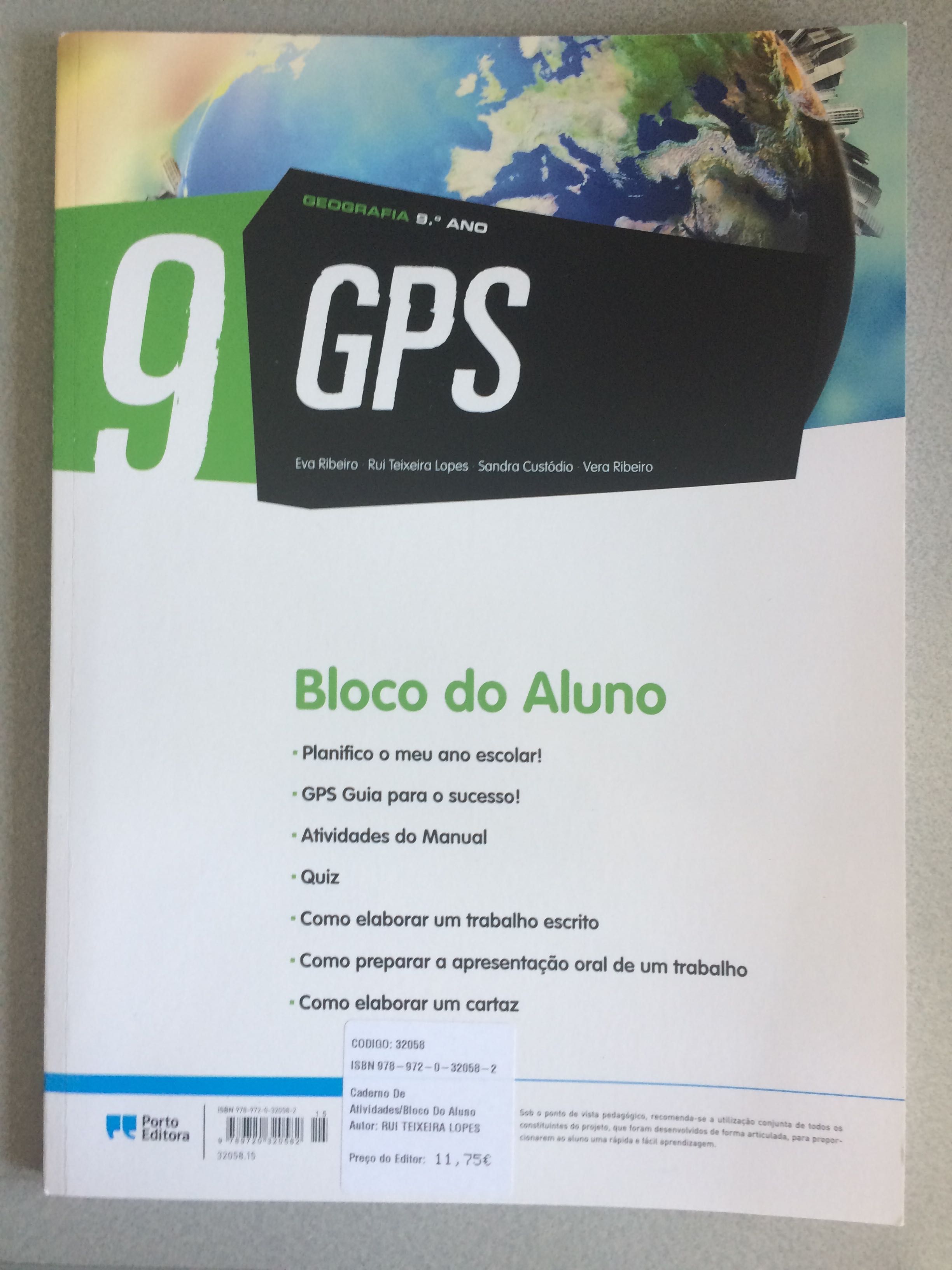 Caderno de Atividades/Bloco do Aluno - GPS - Geografia - 9.º Ano