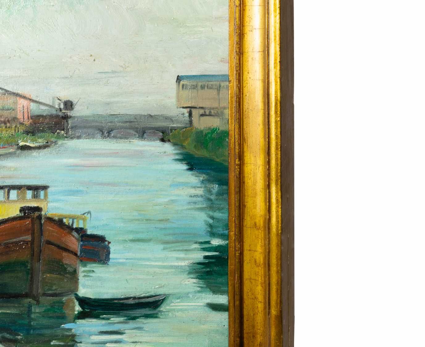 Pintura barcaça canal rio Impressionismo | século XX