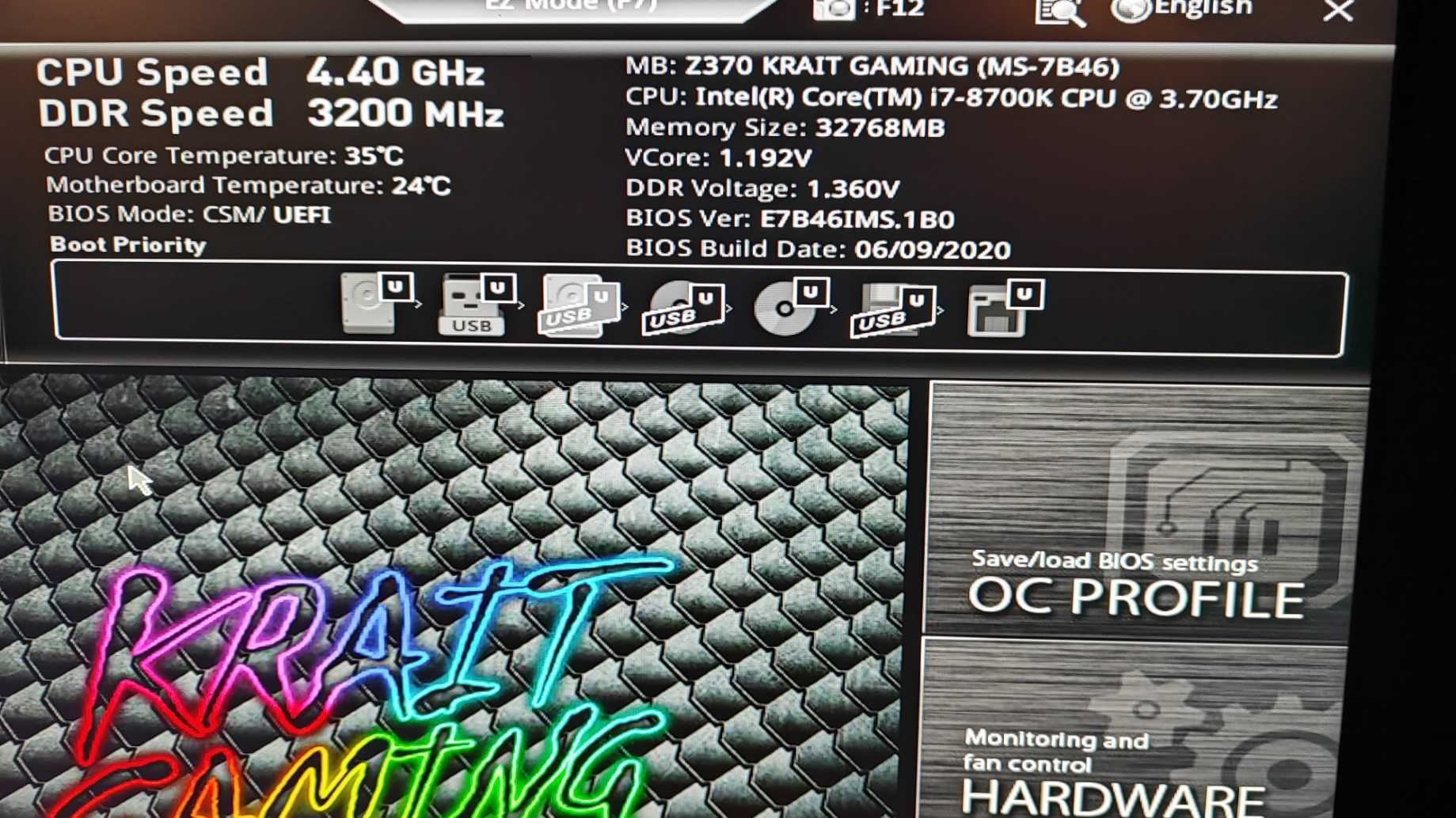 komputer i7-8700K, 32GB DDR4