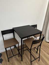Stolik barowy z trzema krzeslami zestaw IKEA SANDSBERG