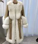 Kontantto plaszcz futro z lisa camel nowosc xs-3xl