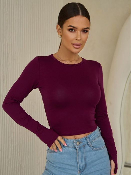 Бордовый лонгслив (кофта/топ с длинным рукавом)
