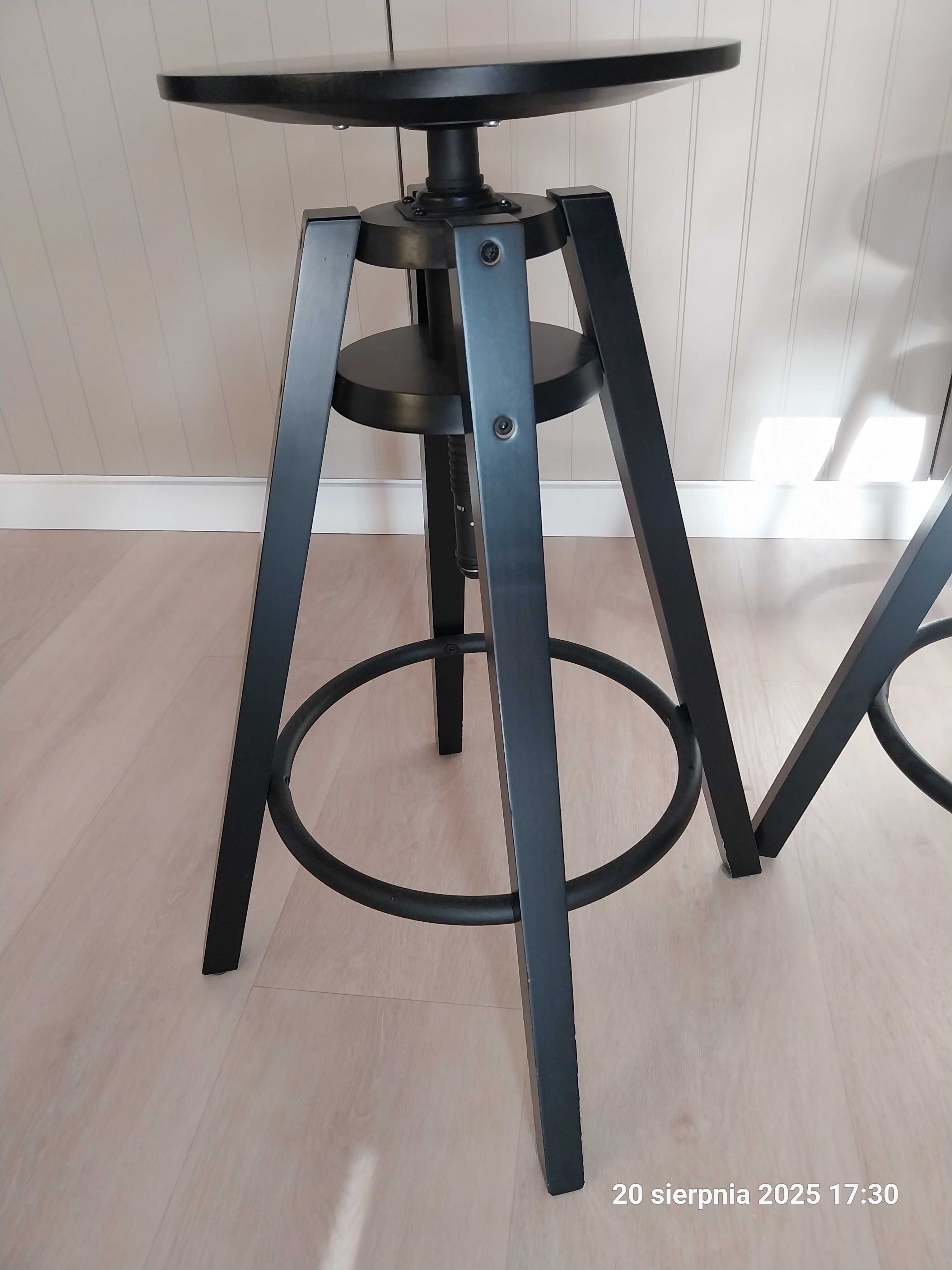 ikea DALFRED Stołek barowy, drewniany, czarny, 63-74 cm