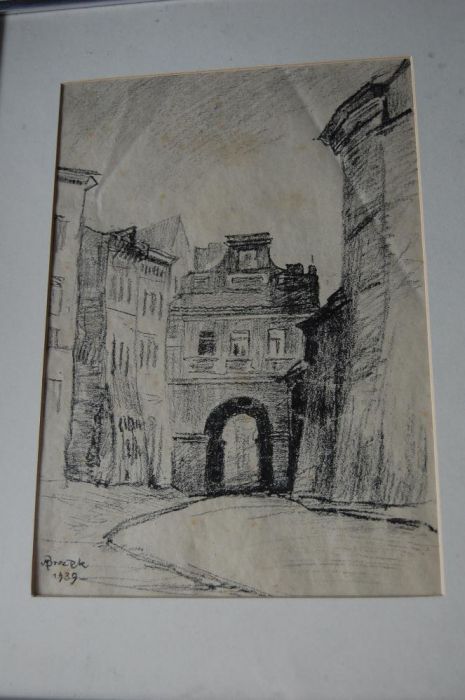 Obraz , grafika , Maksymilian Brożek , Lublin . wym. 30x20 cm.