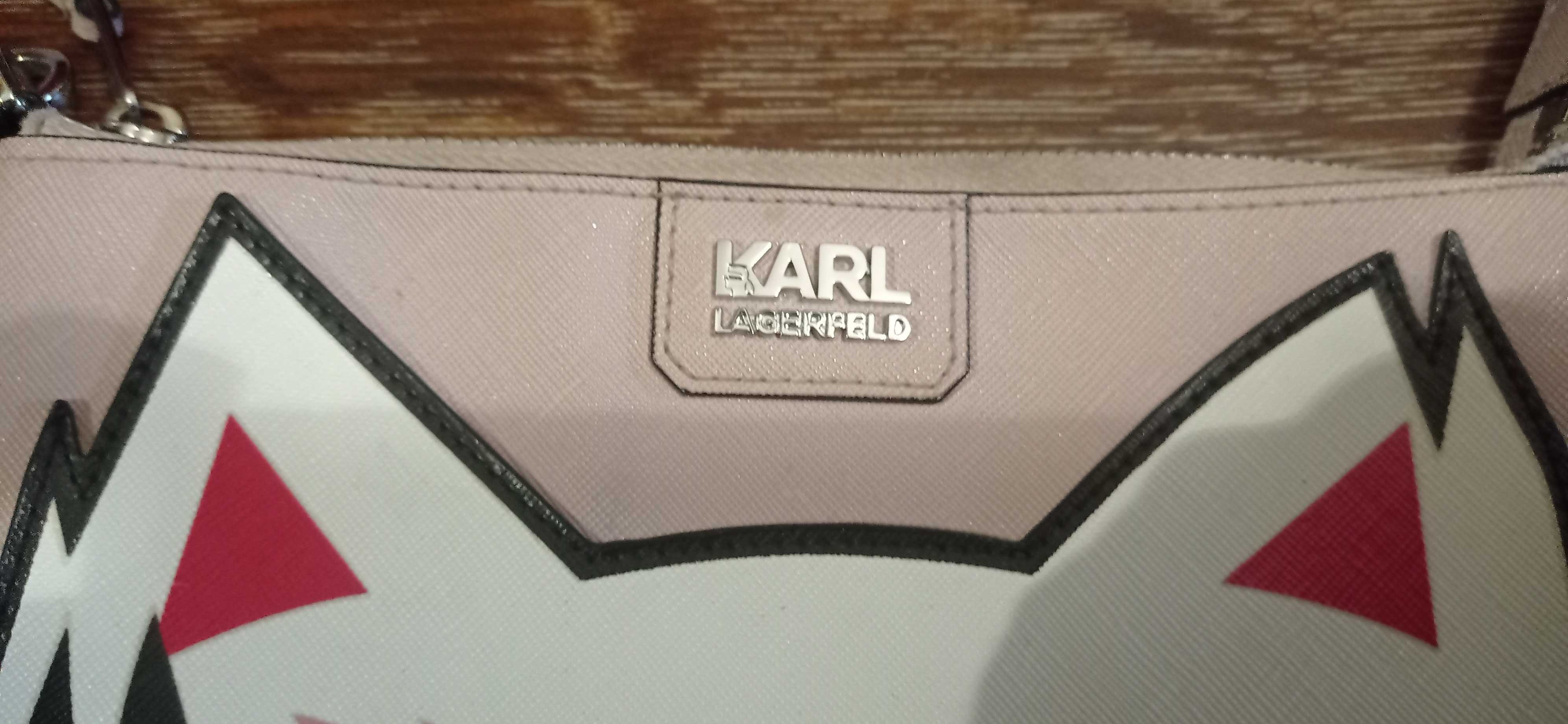 Torebka kopertówka wieczorowa z kotem karl lagerfeld kot pudrowy róż