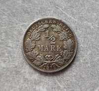 144) NIEMCY srebro - 1/2 Marki - 1919 r. - J