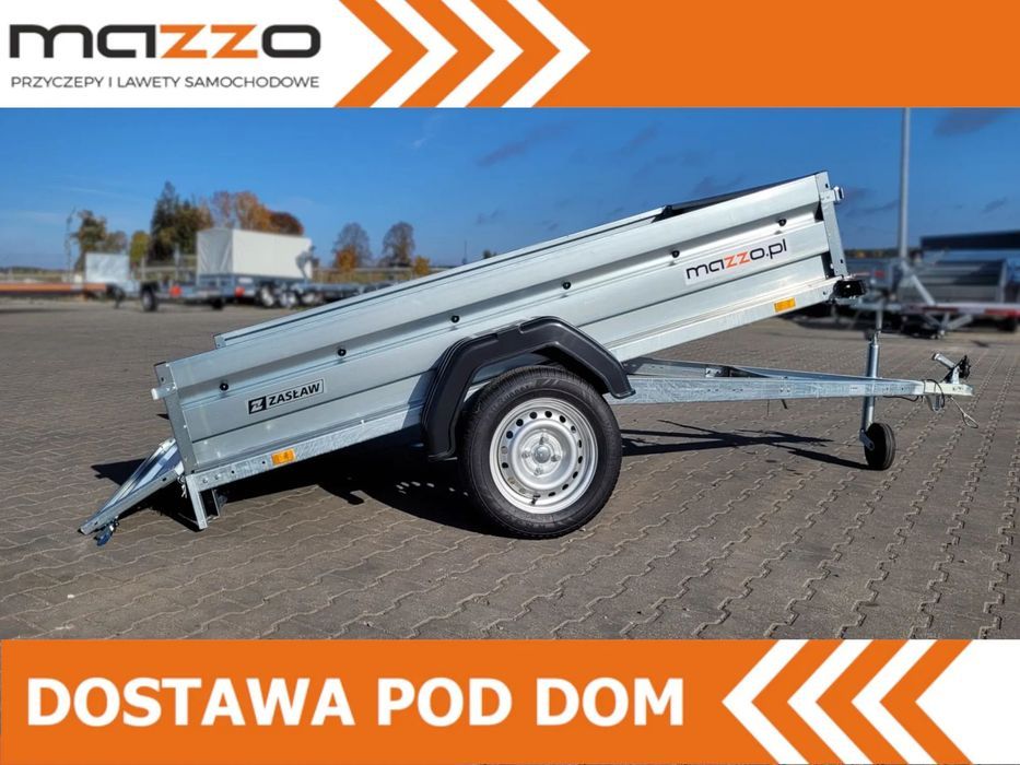 Zaslaw Dostawa Przyczepka samochodowa uchylna DMC750kg 233x132x35cm SOLIDNA I MOCNA! HIT!  DMC 750kg! UCHYLNA! wym. 233x132x35 Burty demontowane! MOCNA!