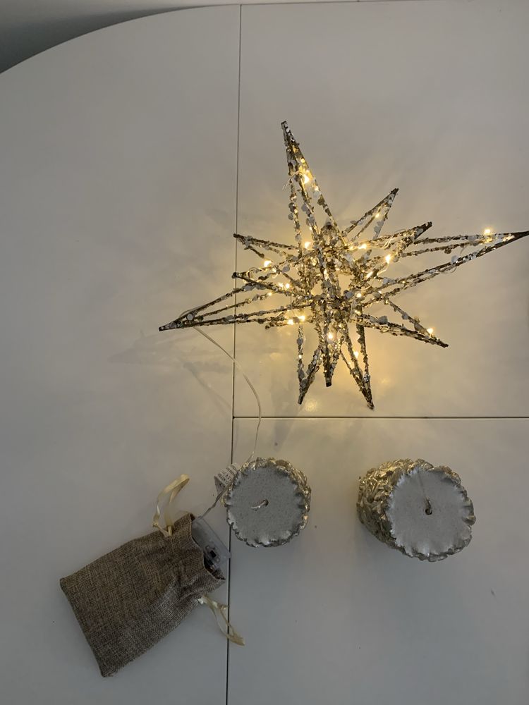 Kit Natalício - Árvore de Natal com Estrela luminosa e centro de mesa
